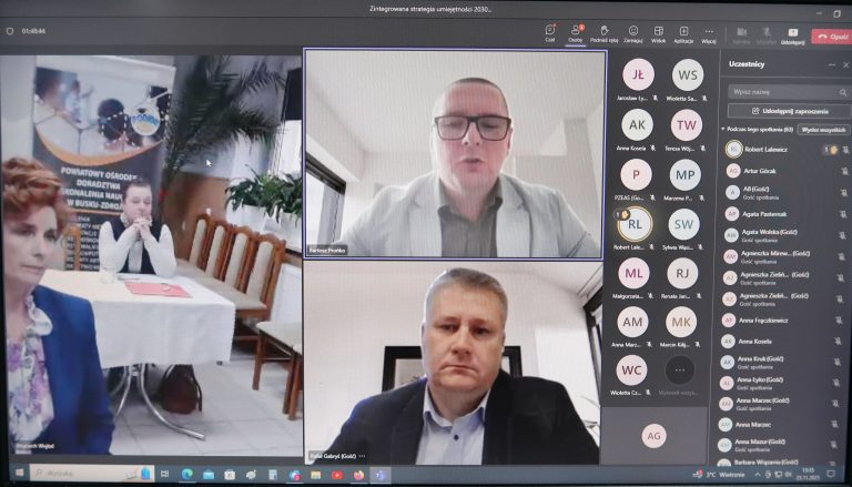 Zdjęcie z wydarzenia: 23 LISTOPADA 2023 R. - MIEDZYPOWIATOWA KONFERENCJA ONLINE - „ZINTEGROWANA STRATEGIA UMIEJĘTNOŚCI 20230 A WZROST WSPÓŁCZYNNIKA AKTYWNOŚCI…”